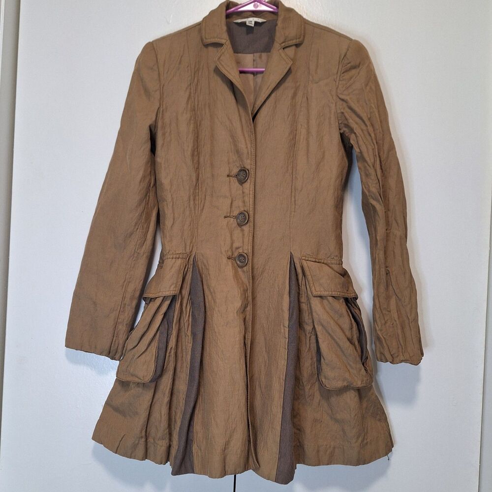 Cabi Treasure Hunter Steampunk Jacket Trench Coat Beige Cotton Blend XS
